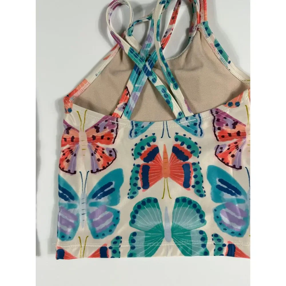 Tea Collection Tankini Swimsuit Bundle Watermelon Butterfly Print Size 3 4